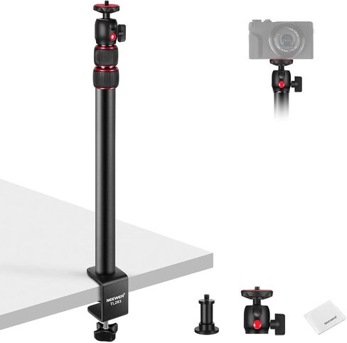 NEEWER Camera Desk Mount with Phone Holder & 360° Ball Head, 17"-40"/43-102cm Telescopic C Clamp Table Light Stand 1/4"Screw, Desktop Stand 6.6lb/3kg Max Load for DSLR Camera, Webcam, Ring Light,TL283 in Kuwait