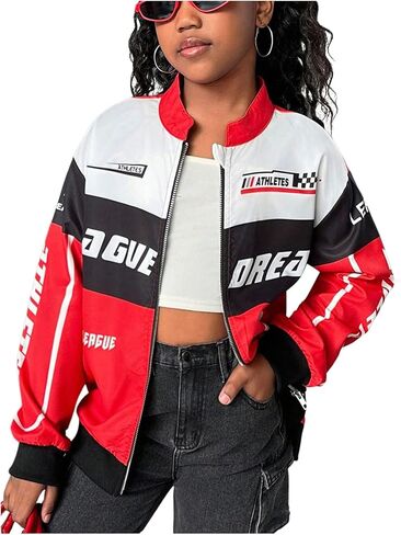 Soly Hux Girl's up up bomber Jacket Y2K Long Sleeve Racing Motorderwear Outerwear Streetwear in Saudi Arabia