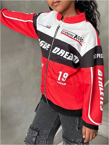 Soly Hux Girl's up up bomber Jacket Y2K Long Sleeve Racing Motorderwear Outerwear Streetwear in Saudi Arabia