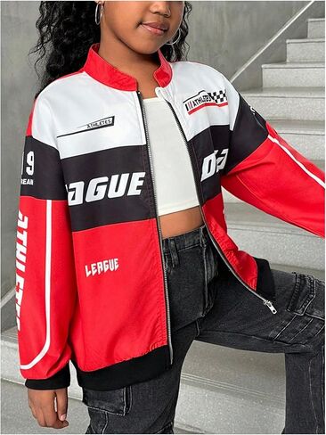Soly Hux Girl's up up bomber Jacket Y2K Long Sleeve Racing Motorderwear Outerwear Streetwear in Saudi Arabia