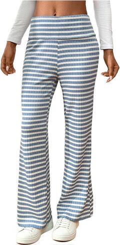 High Rise Striped Pants for Women Wide Leg Plus Size Pant Loose Comfy Trousers Trendy 2025 Casual Sweatpant in Saudi Arabia