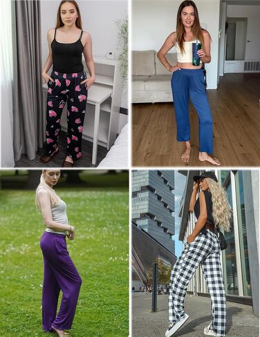 Ekouaer Pajama Pants Women Soft Casual Lounge Pajama Bottoms Comfy Stretch Sleep Pants Wide Leg Pj Bottoms with Pockets in Saudi Arabia