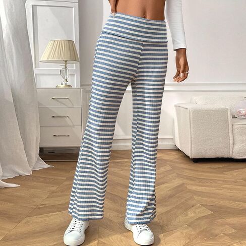High Rise Striped Pants for Women Wide Leg Plus Size Pant Loose Comfy Trousers Trendy 2025 Casual Sweatpant in Saudi Arabia