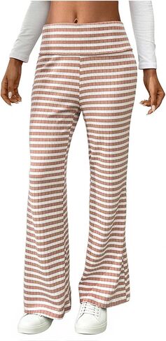 High Rise Striped Pants for Women Wide Leg Plus Size Pant Loose Comfy Trousers Trendy 2025 Casual Sweatpant in Saudi Arabia