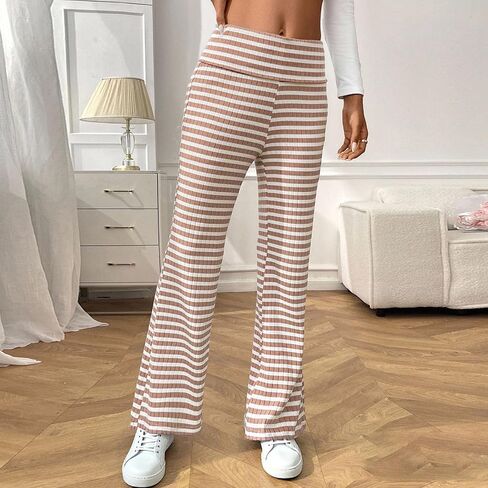 High Rise Striped Pants for Women Wide Leg Plus Size Pant Loose Comfy Trousers Trendy 2025 Casual Sweatpant in Saudi Arabia