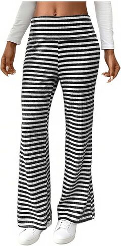 High Rise Striped Pants for Women Wide Leg Plus Size Pant Loose Comfy Trousers Trendy 2025 Casual Sweatpant in Saudi Arabia