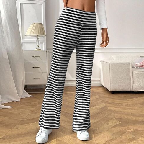 High Rise Striped Pants for Women Wide Leg Plus Size Pant Loose Comfy Trousers Trendy 2025 Casual Sweatpant in Saudi Arabia
