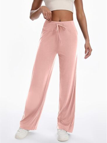 Wide Leg Sweatpants for Women Drawstring High Waisted Yoga Lounge Pants Casual Y2k Trouser Solid Palazzo Pants in Saudi Arabia