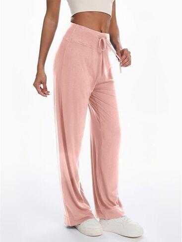 Wide Leg Sweatpants for Women Drawstring High Waisted Yoga Lounge Pants Casual Y2k Trouser Solid Palazzo Pants in Saudi Arabia