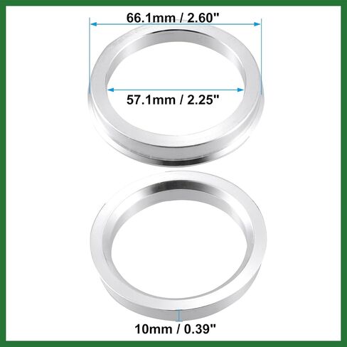 Motoforti 57.1mm to 66.1mm Universal Car Hub Centric Rings Silver Tone - Pack of 2 Long-Lasting in Saudi Arabia