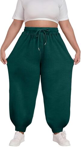 Jogging Pants for Women Plus Size Fall Sweatpants High Waisted Elastic Drawstring Joggers Lounge Casual Workout Pants in Saudi Arabia