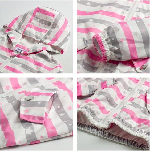 WELAKEN Girls and Toddlers' Lightweight Jacket - Hooded Printed Water-Resistant Jacket for Kids in Saudi Arabia