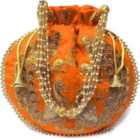 IGH Wholesale Lot | Handmade Embroidered Clutch Purse Potli Bag Bag Peacock Embroidered Potli for Wedding Favor 1 Pcs in Saudi Arabia