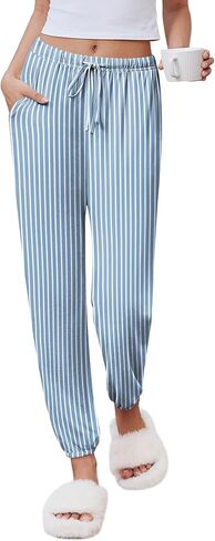 Ekouaer Womens Jogger Pajamas Pants Comfy Long Lounge Bottom,Drawstring Elastic Waist Sleep Pants with Pokects in Saudi Arabia
