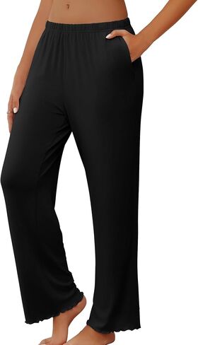Ekouaer Pajama Pants Women Soft Casual Lounge Pajama Bottoms Comfy Stretch Sleep Pants Wide Leg Pj Bottoms with Pockets in Saudi Arabia