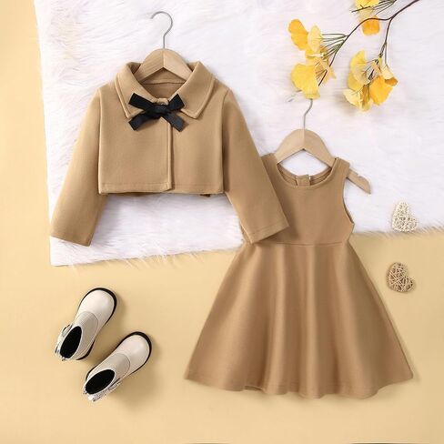Toddler Baby Girl Dress Coat Long Sleeve Solid Color Buttons Jacket Coat Fall Winter Outfit in Saudi Arabia