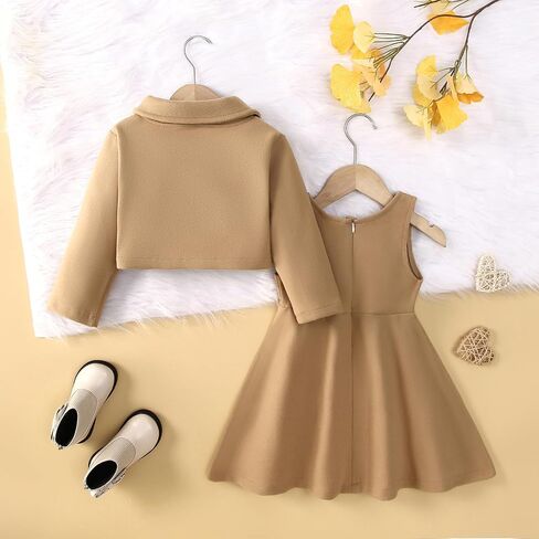 Toddler Baby Girl Dress Coat Long Sleeve Solid Color Buttons Jacket Coat Fall Winter Outfit in Saudi Arabia