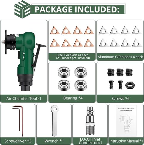 أداة شطب الهواء من EYPINS، آلة شطب هوائية لشطب الزاوية المعدنية المستديرة، قوس 45 درجة، 30000 دورة في الدقيقة، أداة تشذيب إزالة الأزيز الهوائية 1/4 بوصة للمعادن والفولاذ والألومنيوم والنحاس والأكريليك والخشب وشفرة C/R in Kuwait