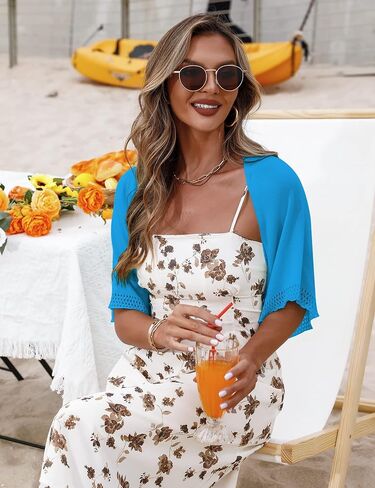 Totatuit Women's Short Sleeve Bolero تجاهل الفساتين المفتوحة الأمامية متماسكة كارديجان مفترضة سترة كارديجان شفافة in Kuwait