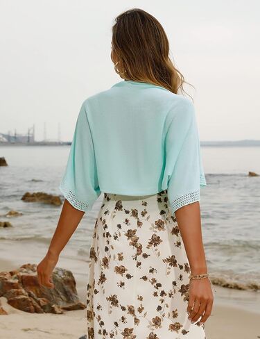 Totatuit Women's Short Sleeve Bolero تجاهل الفساتين المفتوحة الأمامية متماسكة كارديجان مفترضة سترة كارديجان شفافة in Kuwait