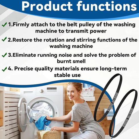 2 PCS W10006384 Washer Drive Belt, Replacement for Whirlpool, for Maytag, for Kenmore, Replacement Part for WPW10006384 AP6014712 PS11747978, Precise Adaptation, for Home Appliance Technicians in Saudi Arabia