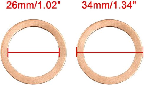 X AutoHaux 5 PCS 26 مم قطر داخلي غسالات النحاس حلقات حلقات ختم مسطحة in Saudi Arabia