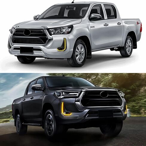 LED Daytime Running Lights For Toyota Hilux Vigo Revo 2015-2017 Fog Lamp Replacement Chrome Trim Driving Light With Turn Signal in Saudi Arabia