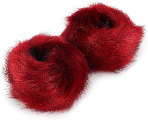 Deago Women’s Faux Fur Wrist Cuff Warmers Winter Furry Bands Wrist Warmers Arm Leg Warmers for Women Girls Party Costumes in Saudi Arabia