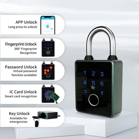 Fingerprint Padlock, Smart Padlock with Keyless Biometric, APP Control & Key Backup, Outdoor Heavy Duty Locker Lock for Gym Locker, Door, Luggage, Suitcase, Backpack in Saudi Arabia