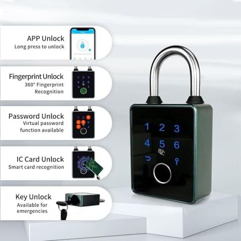 قفل بصمات الأصابع ، قفل ذكي مع Biometric بدون مفتاح ، التحكم في التطبيق والنسخ الاحتياطي المفتاح ، قفل الخزانة الشاق في الهواء الطلق لخزانة الصالة الرياضية ، الباب ، الأمتعة ، حقيبة ، حقيبة ظهر in Kuwait