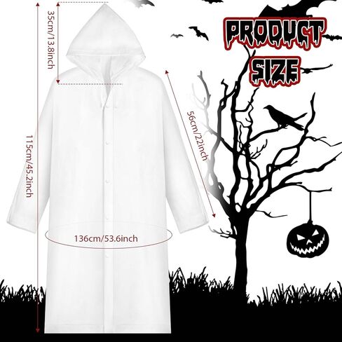 5 Pcs Halloween Psycho Killer Costume Include Raincoat, Tie,Plastic Fake Axe,Faux Blood and Business Card for Men Women Party Dress Up Multi in Kuwait