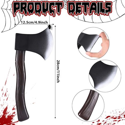 5 Pcs Halloween Psycho Killer Costume Include Raincoat, Tie,Plastic Fake Axe,Faux Blood and Business Card for Men Women Party Dress Up Multi in Kuwait