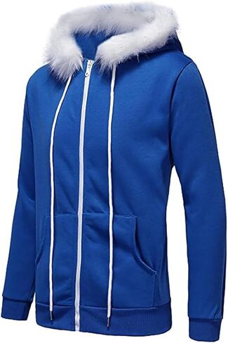 Blue Jacket Hoodie Coat Halloween Cosplay Plush Sans-Coat Costume Zipper Sweatshirts Unisex in Saudi Arabia