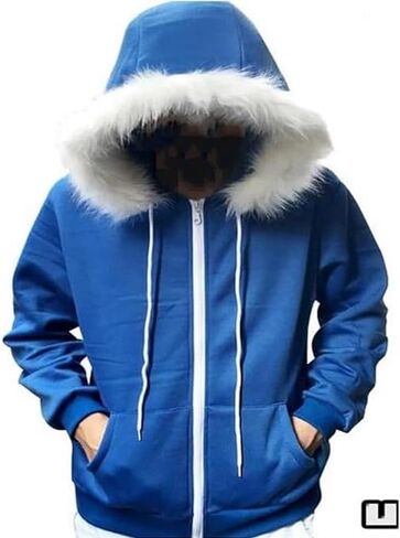 Blue Jacket Hoodie Coat Halloween Cosplay Plush Sans-Coat Costume Zipper Sweatshirts Unisex in Saudi Arabia
