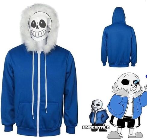 Blue Jacket Hoodie Coat Halloween Cosplay Plush Sans-Coat Costume Zipper Sweatshirts Unisex in Saudi Arabia