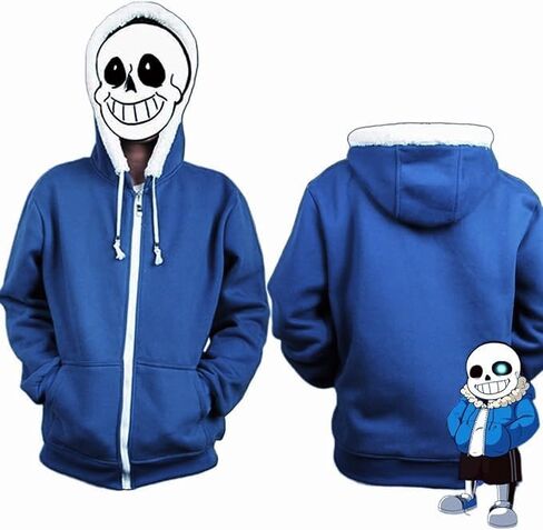 Blue Jacket Hoodie Coat Halloween Cosplay Plush Sans-Coat Costume Zipper Sweatshirts Unisex in Saudi Arabia