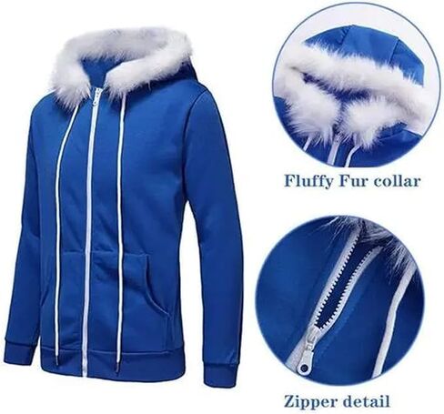 Blue Jacket Hoodie Coat Halloween Cosplay Plush Sans-Coat Costume Zipper Sweatshirts Unisex in Saudi Arabia
