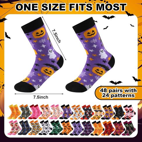 48 Pairs Socks Bulk for Men Women Novelty Design Crew Socks for Holiday Gift in Saudi Arabia