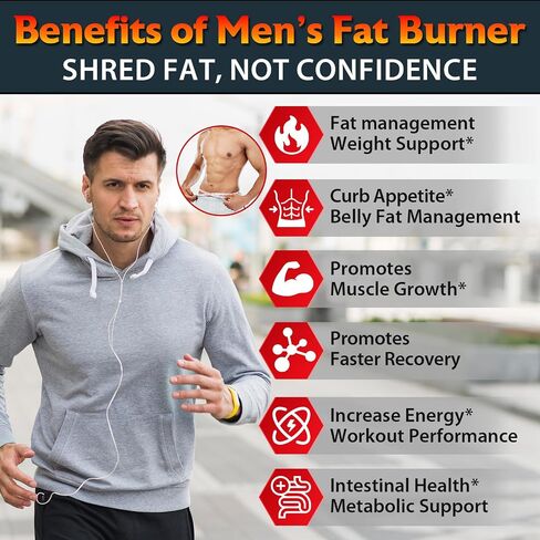 Thermogenic Fat Burner for Men, GLP-1 Support, Premium Appetite Suppressant with Green Tea, Probiotics & Digestive Enzymes - 90 Capsules in Saudi Arabia