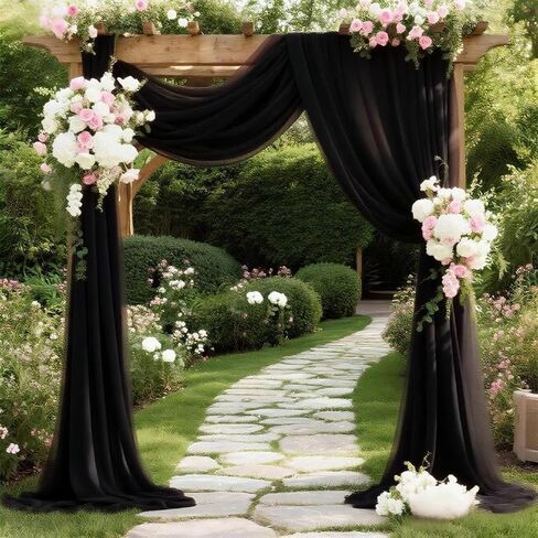 Chiffon Wedding Arch Draping Fabric 29'' x 20 FT Sheer Fabric for Draping Fitted Ceiling Draped Arbor Backdrop Curtain for Wedding Ceremony Party Engagement Bridal Shower Decor (Dusty Rose, 1 Panel) in Saudi Arabia