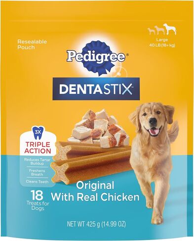 dentastix Pedigree Dental Dog يعامل للكلاب الكبيرة نكهة طازجة لعظام الأسنان، 52 أوقية. حزمة متعددة (60 قطعة حلوى) in Kuwait