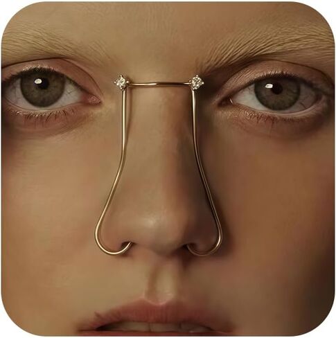 DJCIW Fake Nose Bridge Jewelry,Punk Style Non Pierced Clip On Nose Cuff, Adjustable Statement Facial Jewelry for Women, Festival, Cosplay, Photos and Cosplay Accessories in Kuwait