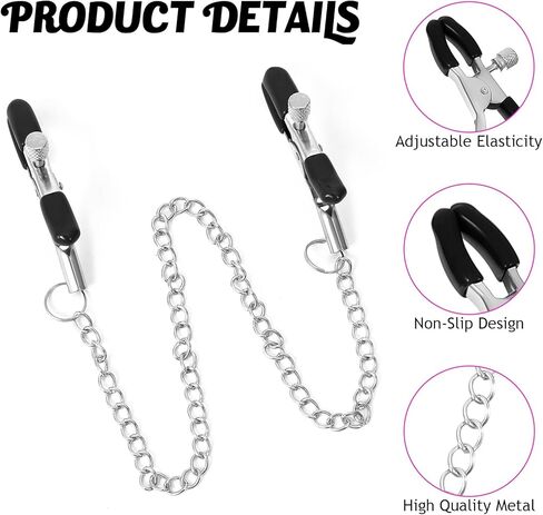 Body Chain Stainless Steel, Nipple Jewelry Non Piercing, Adjustable Body Clamps, Body Jewelry Clip, Body Chain for Women (Black) in Saudi Arabia