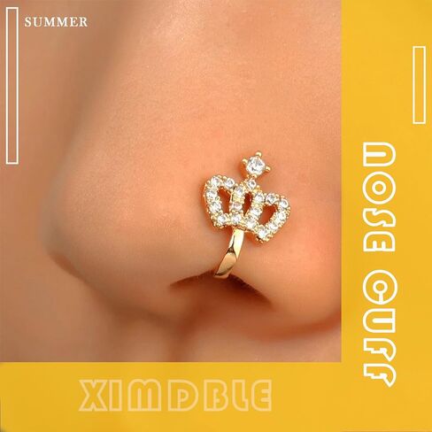 Vintage Geometric Knot Nose Ring Hoop Twisted Cuff Copper African Gold Fake Non Pierced Clip Jewelry for Women in Kuwait