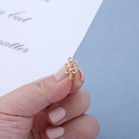 Vintage Geometric Knot Nose Ring Hoop Twisted Cuff Copper African Gold Fake Non Pierced Clip Jewelry for Women in Kuwait