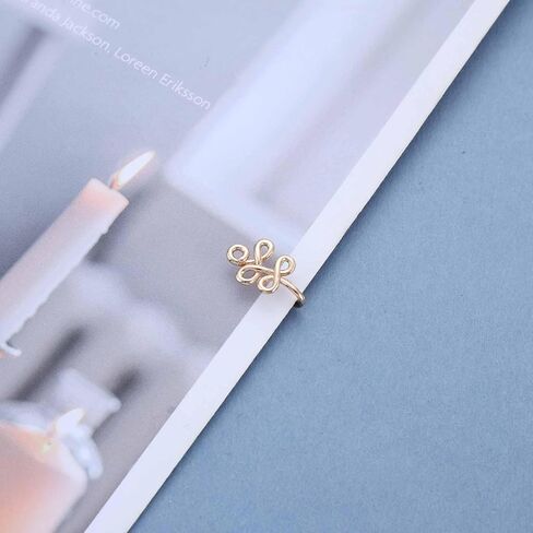 Vintage Geometric Knot Nose Ring Hoop Twisted Cuff Copper African Gold Fake Non Pierced Clip Jewelry for Women in Kuwait