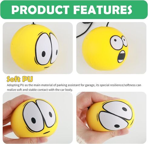 2PCS Car Garage Parking Aid Ball with Stretch Cord,Soft Garage Parking Assist for Assisted Parkings,Height Adjustable Car Accessories Garages Cars Stop Indicator Ball (Yellow) in Saudi Arabia