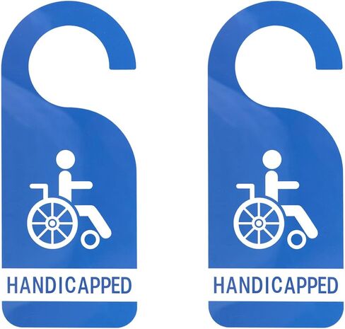 2pcs Handicap Parking Signs, 8.5x3.5 Inch Disabled Parking Permit Hanger Tag Handicapped Placard Obvious Wheelchair Pattern Plastic Wheelchair Reserved Tag for Car Outdoor Indoor in Saudi Arabia
