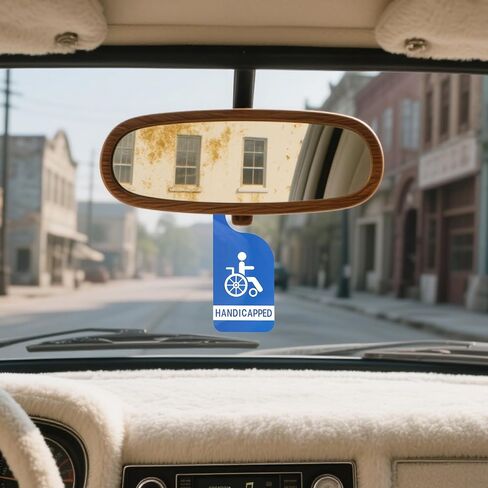 2pcs Handicap Parking Signs, 8.5x3.5 Inch Disabled Parking Permit Hanger Tag Handicapped Placard Obvious Wheelchair Pattern Plastic Wheelchair Reserved Tag for Car Outdoor Indoor in Saudi Arabia