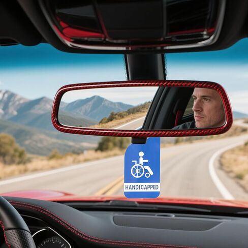 2pcs Handicap Parking Signs, 8.5x3.5 Inch Disabled Parking Permit Hanger Tag Handicapped Placard Obvious Wheelchair Pattern Plastic Wheelchair Reserved Tag for Car Outdoor Indoor in Saudi Arabia